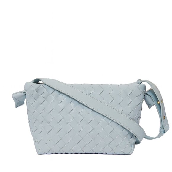 Blue Woven Split Leather Shoulder Bag – Bottega-Style Crossbody, Chic & Modern - Picture 1 of 6
